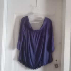 BLUE OFF SHOULDER SHIRT XXL